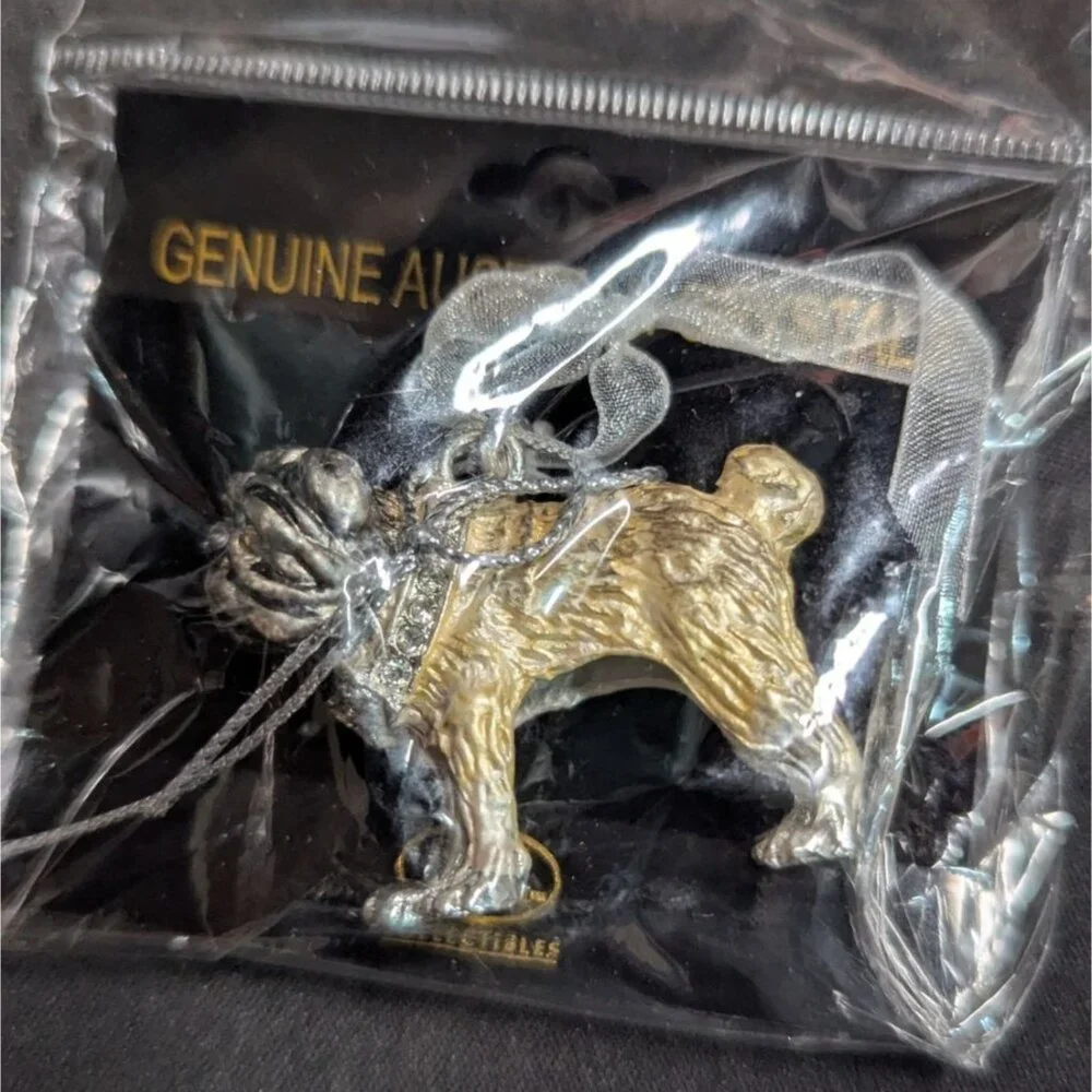 Genuine Austrian‎ Crystal Pug Dog Ornament Pendant Gold Silver Tone Rhinestone